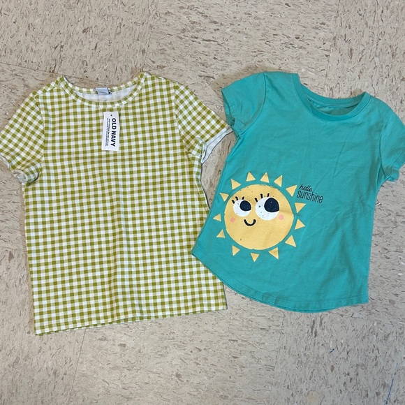 Old Navy Other - Old Navy Girls' Green Gingham Tee - Lime & Teal Sun Graphic by falls creek sz 4t